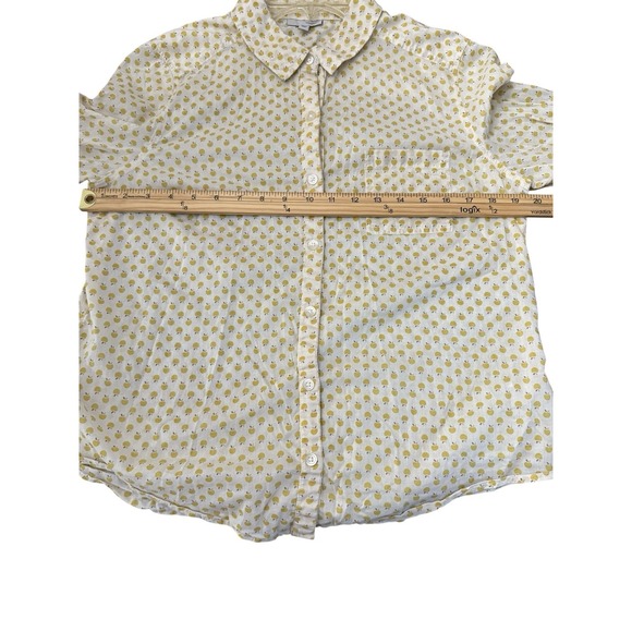 Halogen Golden Yellow Apples‎ Academia Fall Teacher Button Down Top Petite Large - Picture 2 of 9